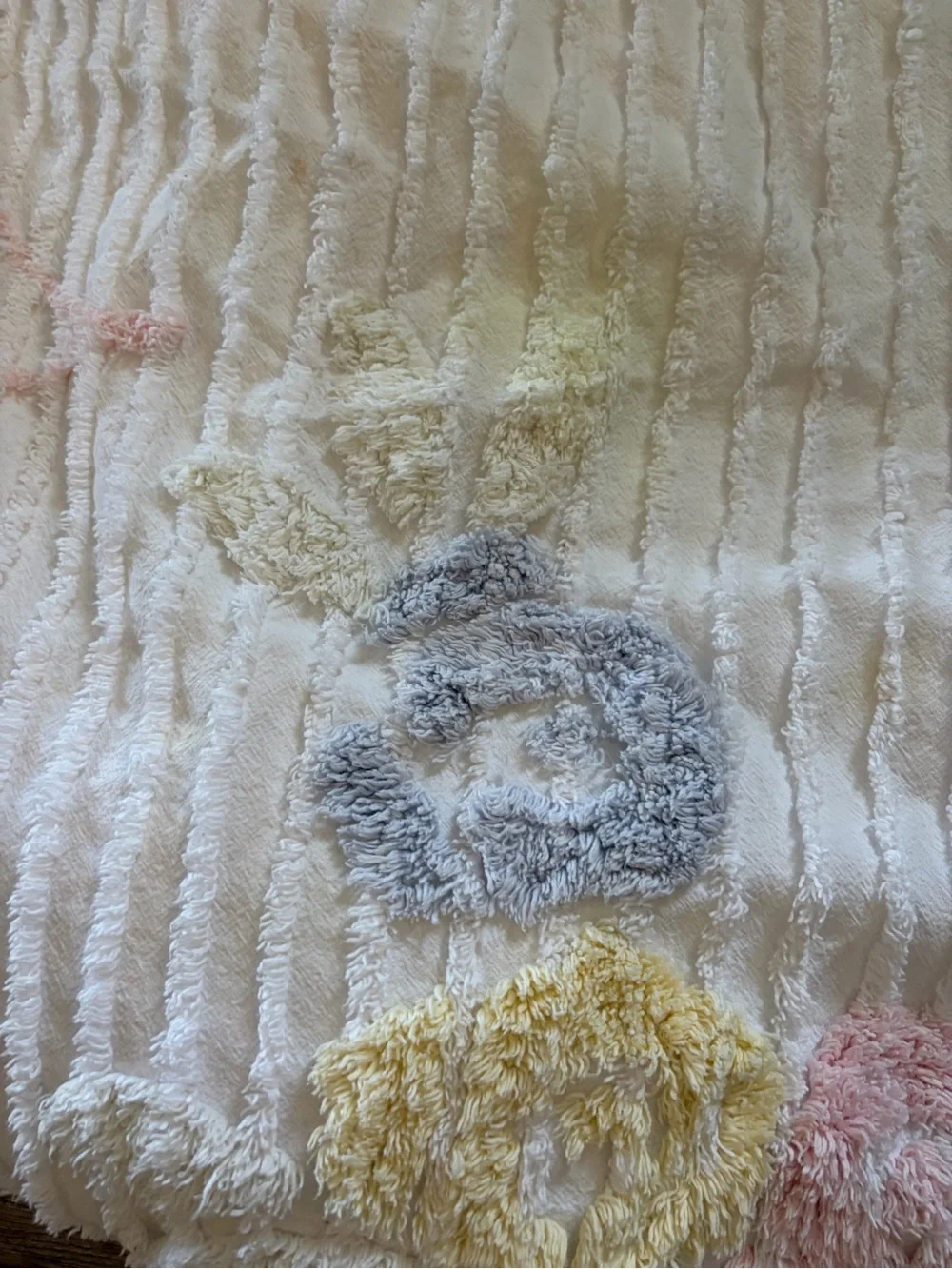Vintage Textured Chenille Bedspread King Size with Pastel Floral Accents